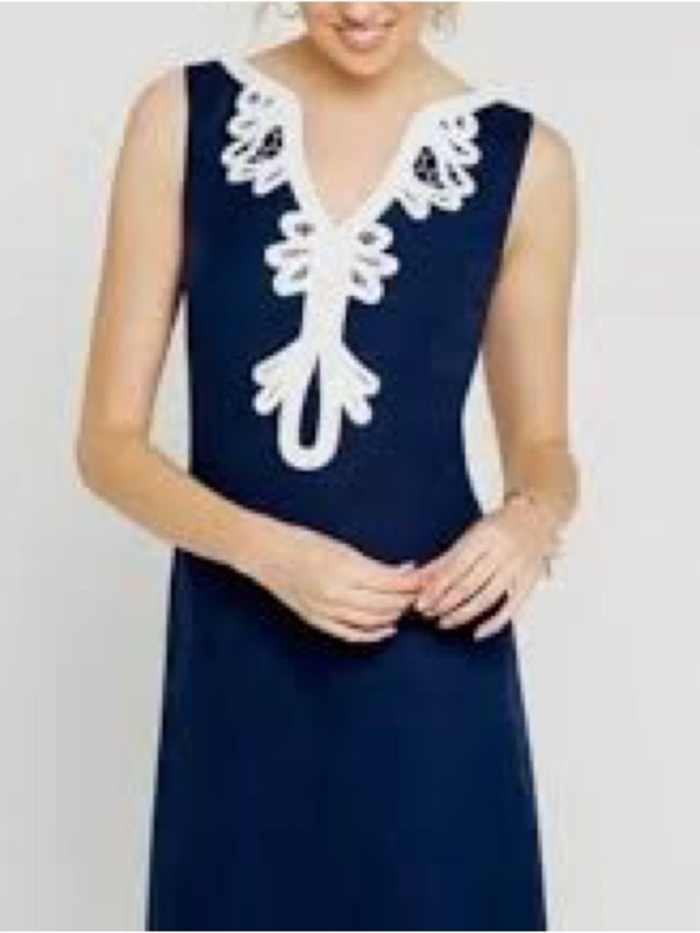 Eliza J Embroidered Dress Navy Blue size 6 - Picture 2 of 6